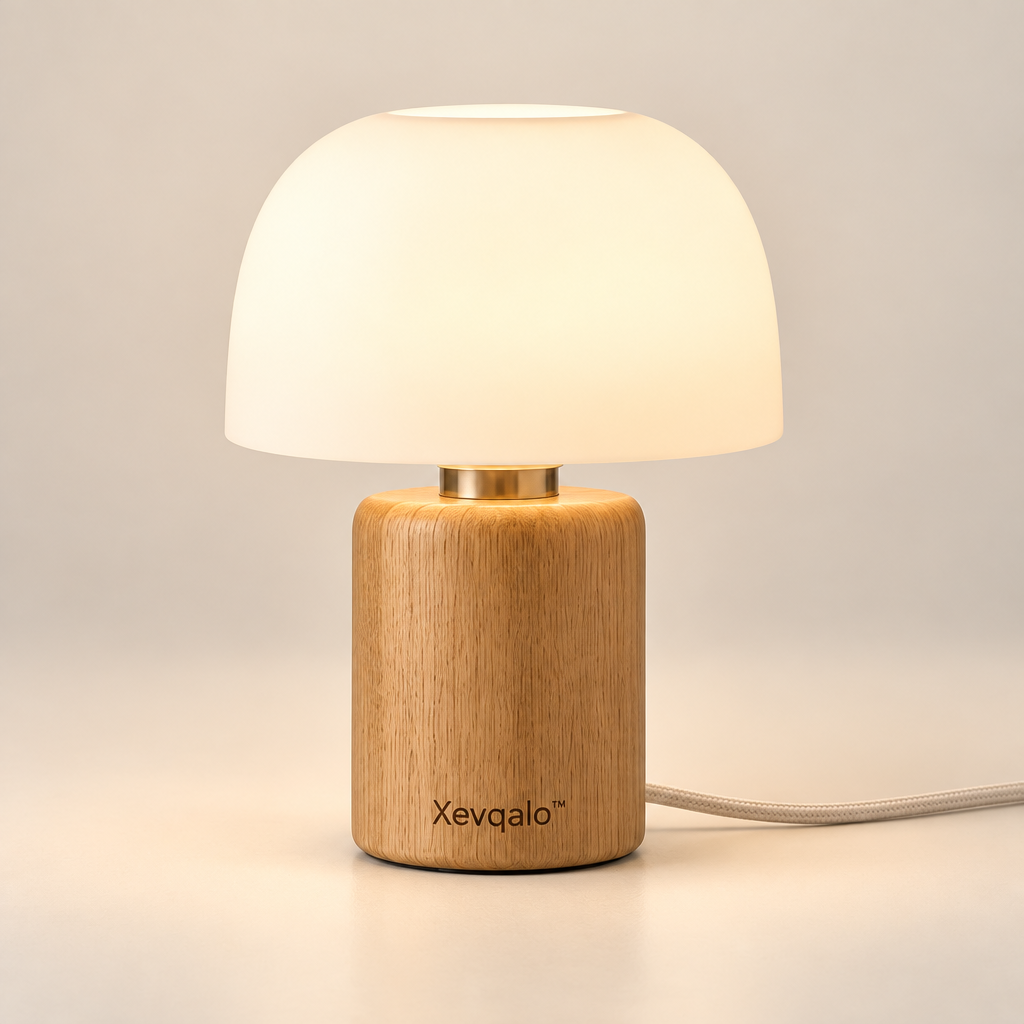 Xevqalo™ Wood Base Warm Light Bedside Lamp product image 01
