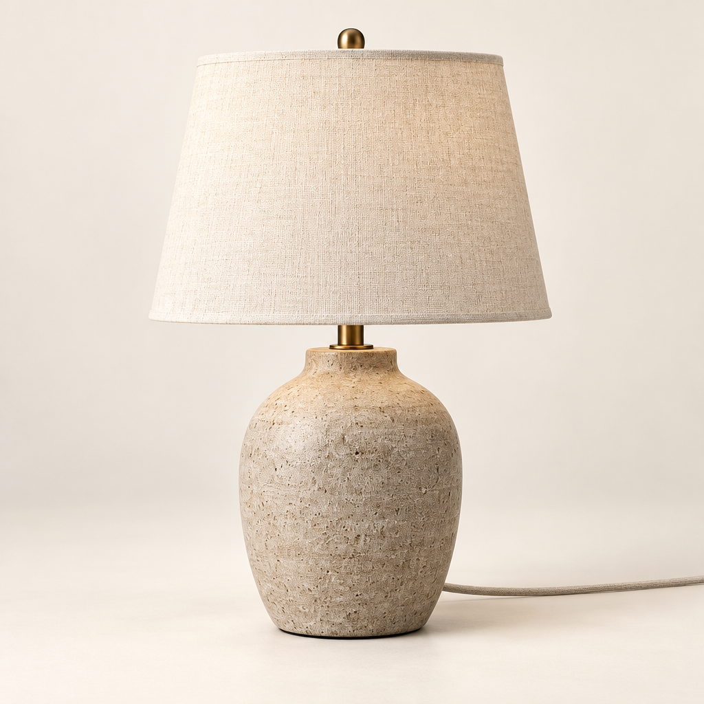Xevqalo™ Stone Base Fabric Shade Table Lamp product image 01